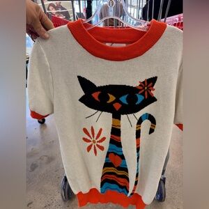 OXKNIT Cat printed Crewneck, short sleeve XL